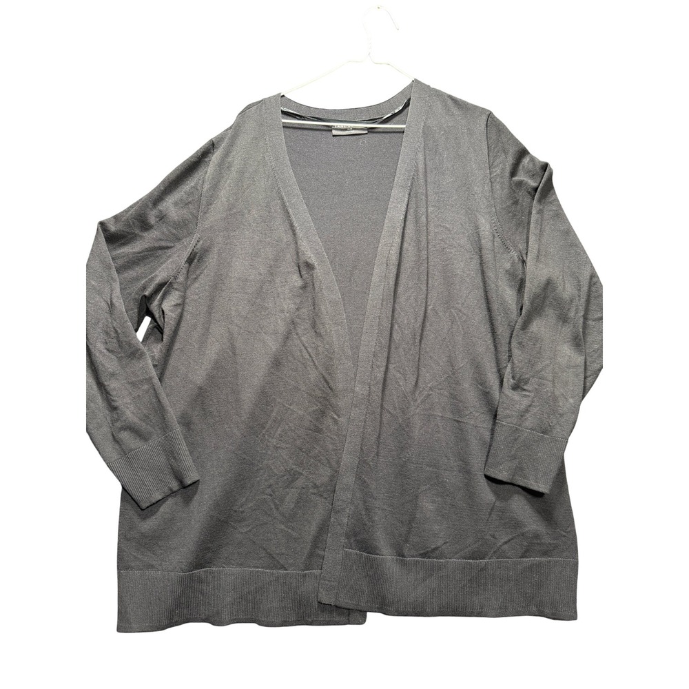 Lane Bryant Cardigan Sweater Women 26/28 Black Open Front Long Sleeve 1131999